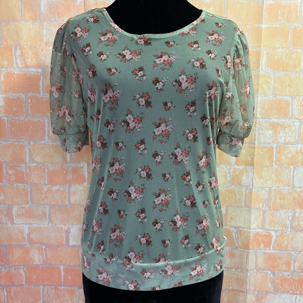 Pie‎ In The Sky Sheer Floral Mesh Open Back Top